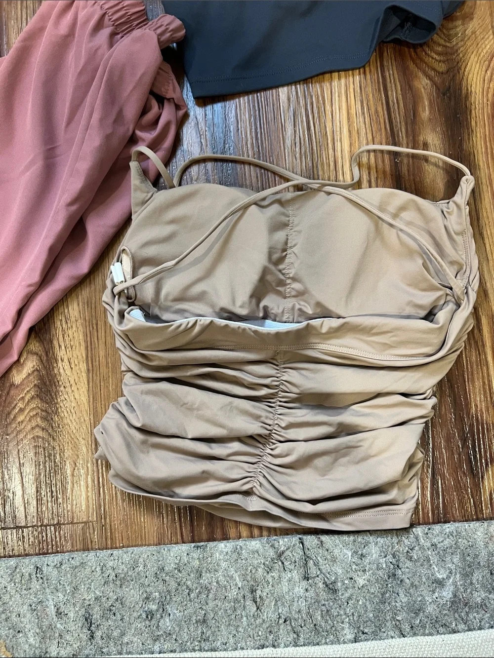 Halara XS bundle Pink Joggers with Black Crop Tank and Beige Ruched Top - Set